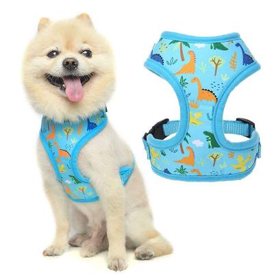 China Custom Colored Soft Viable Puppy Dog Harness And Leash Set Reversible Adjustable Dog Harness With Matching Leash Collar for sale