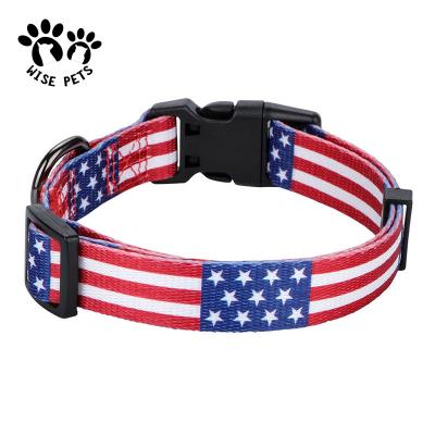 China Custom Size Quality Flag Design Dog Collar Hardware Pets Accessories With Plastic Buckle for sale