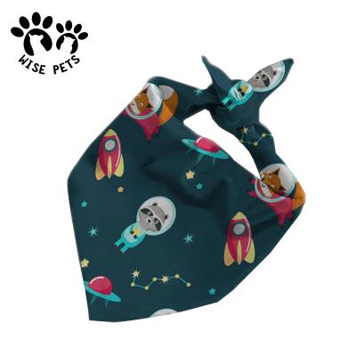 China Sustainable Wholesale Soft 100% Cotton Puppy Scarves Double Layer Dog Printed Bandana for sale