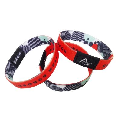 China Fancy Elastic Wristbands Eco-friendly Printed Cheap Reversible Stretchy Custom Wrist Band Strong Elasticity Polyester for sale