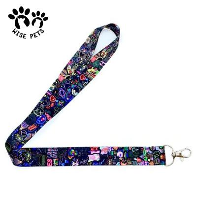 China Polyester Washable Pink ID Card Lanyards Heat Transfer Printing Phone Lanyard For Promotional for sale