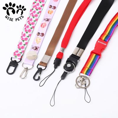 China Sublimation Washable Luxury Custom Empty Phone Vape Key Chain Strap Printed Logo Nylon Polyester Lanyards With Silicon Ring for sale