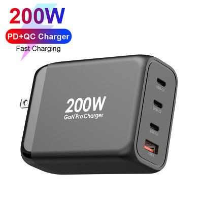 China Mobile Phone New Arrival 200W Multi Ports 3C1A GaN Tech USB C Fast Charger for Mobile Phone/Tablet/Laptop and More for sale