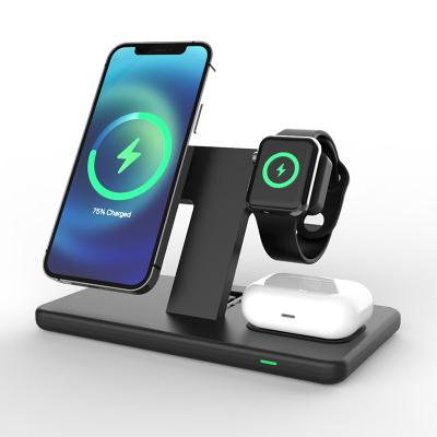 China 3in1 Mobile Phone Magnetic Wireless Charger 15W Fast Charging For Earbuds / Apple Watch Phone for sale