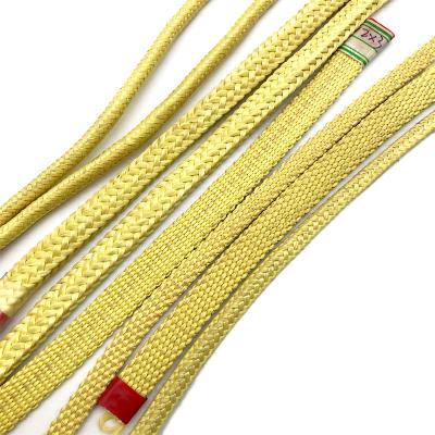 China 6mm 8mm 10mm Flame Retardant Custom 12mm High Temperature Resistance Flame Retardant Aramid Fiber Braided Rope For Tempered Glass for sale