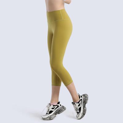 China Wholesale 2021 New Logo Breathable Custom Slim Hip Stretch High Waist Sports Gaiters 7 Point Yoga Pants Ladies Sports Pants for sale