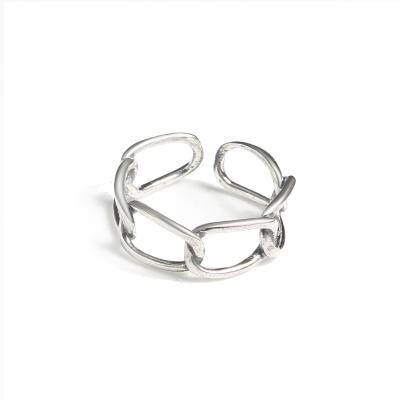 China Vintage S925 Thai Silver Open Ring Female Open Ring Sterling Silver Simple Distressed Chain Index Ring for sale