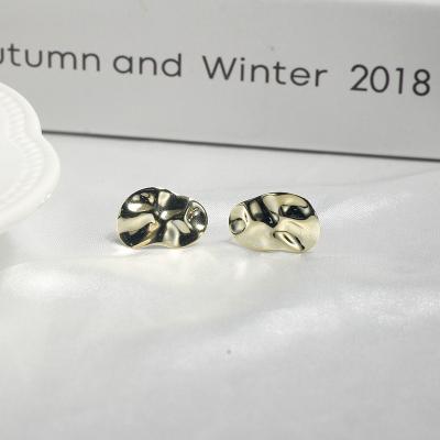 China S925 Sterling Silver Gold Plated Irregular Geometric Bump Earrings for sale