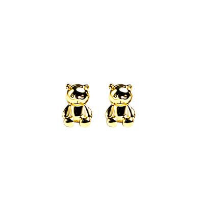 China S925 Cute Minimalist Bear Sterling Silver Stud Earrings for sale