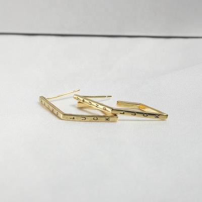 China Other S925 Sterling Silver 24K Gold Plated Letter Stud Earrings for sale