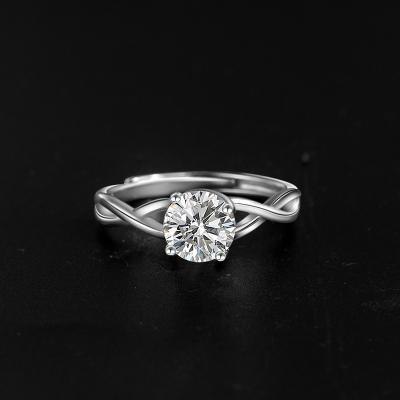 China Fashion Geometric Sterling Silver Moissanite 925 Sterling Silver Ring Women for sale