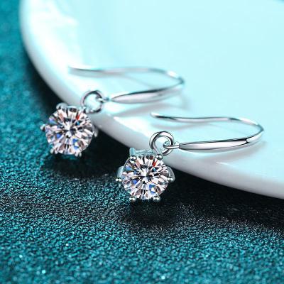 China Simple Silver Vintage Style Moissanite Earrings Jewelry S925 Diamond Women Fork Earrings Six for sale