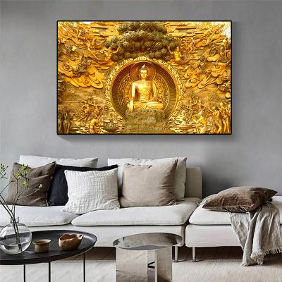 China Modern Abstract Buddha Painting Canvas Wall Art Canvas Large Modern Buddhism Gold Painting For Wall Art Prints Living Room Poster for sale