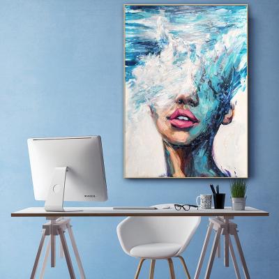 China Colorful Abstract Graffiti Blue And White Modern Wall Art Picture Print Canvas Painting Woman Poster For Living Room Home Decor for sale