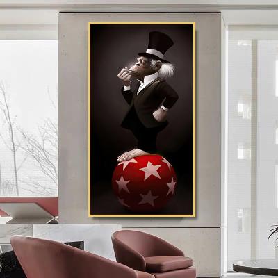 China New Classic/Postmodern Modern Wall Art Animal Graffiti Art Monkey With Hat Cuadros Wall Art Posters Prints Pictures For Living Room Canvas Painting for sale