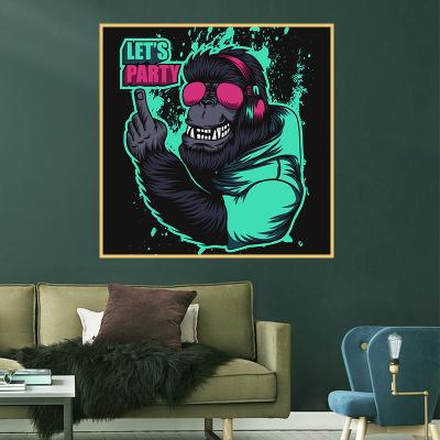 China Modern Lets Party Pop Gorilla Canvas Paintings Wall Art Posters Monkeys Outline Prints For Living Room Wall Art Home Decoration for sale