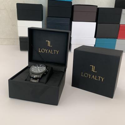 China Eco-friendly Custom Logo 1 Slot PU Cardboard Paper Plain Leather Gift Packaging Plain Watch Box for sale