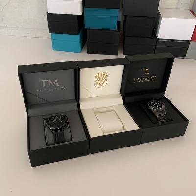 China Custom Made Luxury Black Lacquer Eco-friendly Piano PU Leather Watch Box for sale