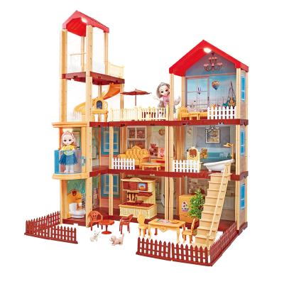 China Children play house toy doll accessories set assembly villa toys house for toy doll with 6 inch dolls for sale