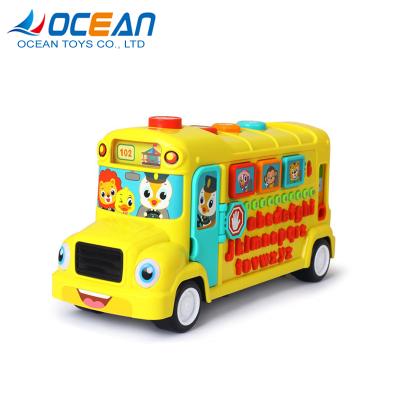 China Intelligence Developing Cartoon School Bus Design Alphabet Number Baby Educational Learning Toys for sale