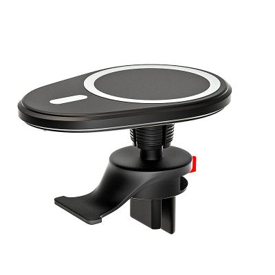 China Air vent in magnetic car clamp auto strong magnets wireless charger car magsafing mount for ip12 for sale