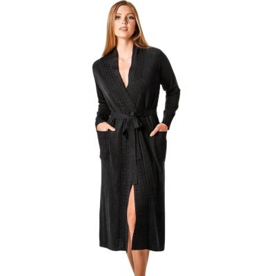 China Wholesale High Quality Super Soft Breathable Long Robe Polyester Bathrobe Shawl Thermal Collar Knitted Long Robe Women for sale