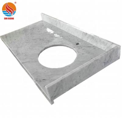 China Factory Supply Modern Polished Carrara White Marble Bathroom Vanity Top for sale