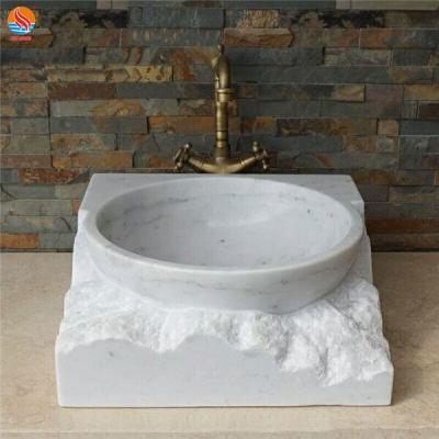 China Bathroom Sink Hot Sales White Marble Stone Sink Wash Basin For Bathroom for sale