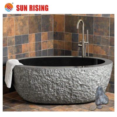 China Modern black basalt stone bathtub for sale