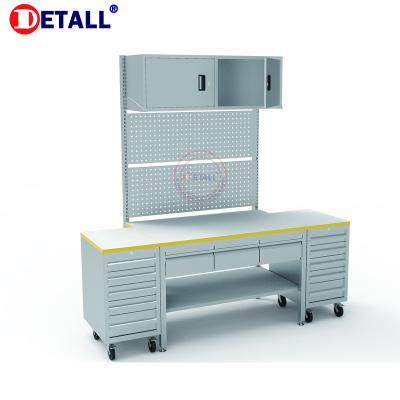 China Warehouse Workshop Stainless Steel Garage Cabinet Metal Tool Cabinet Drawer Workbench Worktable For Industrial Working for sale