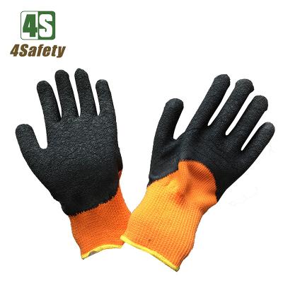 China 4SAFETY Breathable Acryling Orange Scratching Half Coated Latex Safety Gloves for sale