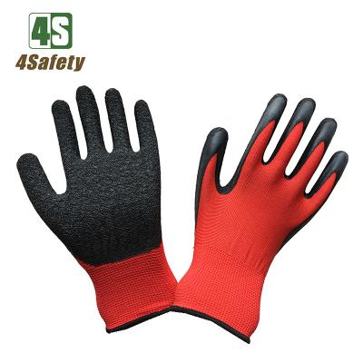 China 4SAFETY Breathable Work Light Duty Industry Ply Nylon Latex Rubber Palm Hand Protection Coated Machinist Safety Gloves for sale