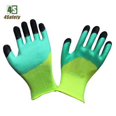 China Breathable 4SAFETY 3/4 Finger Sponge Rubber Double Liner Reinforced Work Gloves for sale