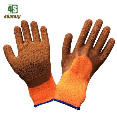 China 4SAFETY Hi Vis Orange Thermal Winter Latex Breathable Rubber Coated Gloves for sale