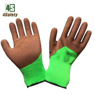 China 4SAFETY Anti Cold Weather Breathable Use Hi Strength Half Green Color 7g Coated Winter Sponge Rubber Gloves for sale