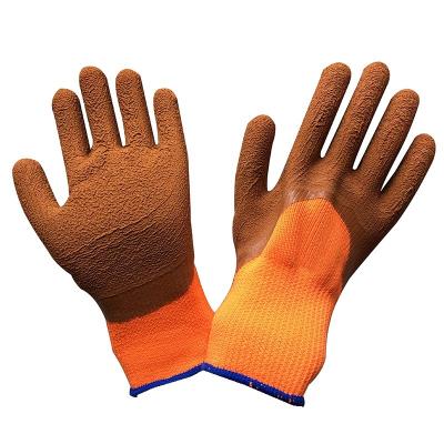 China Construction 4SAFETY Hi Vis Orange Thermal Winter Latex Rubber Coated Gloves for sale