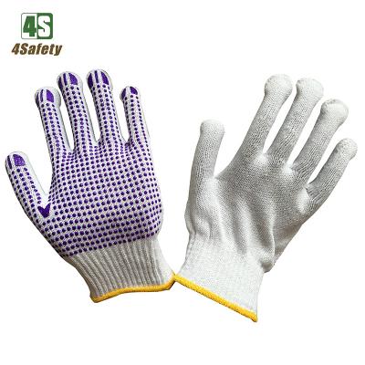 China 4SAFETY Breathable Purple PVC Dotted White Cotton Glove Luva for sale