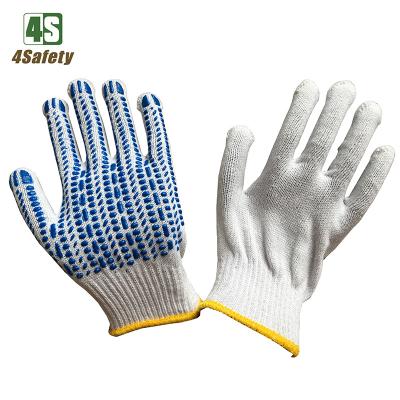 China 4SAFETY breathable laundered white hand PVC dotted gloves designs for Russia Uzbekistan and Kazakhstan for sale