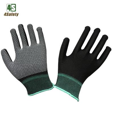 China Breathable 4SAFETY PVC Dotted Black Polyester / Nylon Gloves Good Sale In Poland for sale