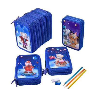 China Durable Wholesale Cartoon Pen Case Supply Kawaii Zoo Animal Pencil Case For Students Stationery School for sale