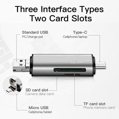 China Wholesale Bulk Type Computer Card Slots Mobile Devices .desk Two OTG USB TF Reader Adapter SD Card Micro C Smart USB 3.0 For Phone and PC for sale