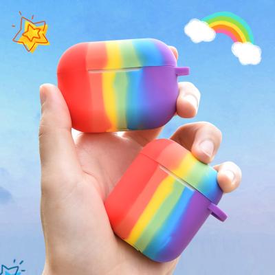 China Silicone Rainbow Silicone Cover Case For Airpods Pro Case Sticker Case For Airpod 1 2 3 For Air Pods Earphone Accessories Skin for sale