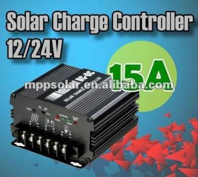 China Max 15A 12V 24V Switch Solar Charger Controller PWM Solar Charge Controller Solar Charger Regulator for sale