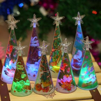 China Beautiful Punk Luminous Mini 3D LED Christmas Tree Top Ornaments Creative Decoration Gifts for sale