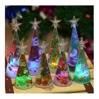 China Wholesale LED Punk 3D Christmas Tree Mini Light Top Ornaments Creative Decoration Gifts for sale