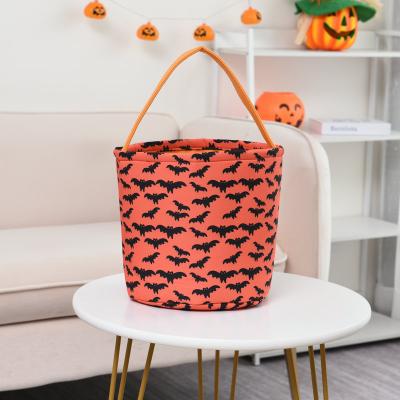 China 2021 Wholesale Custom Halloween Decoration Punk Children Carrying Basket Candy Bag Halloween Printing Bucket Bag for sale