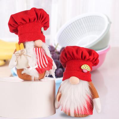 China Christmas Punk Decoration Chef Rudolph Red Knitted Hat Ornaments Dollhouse Window Faceless Decoration for sale