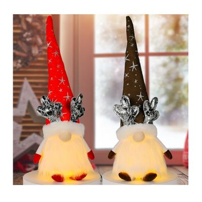 China Christmas Punk Decoration with Lights Doll Christmas Antlers Hat Rudolph Doll Faceless Sitting Position for sale