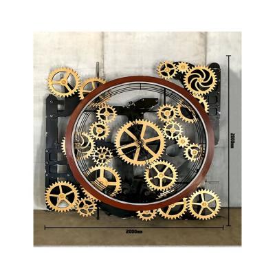 China Retro Europe Vintage Metal Industrial Wall Clock with Gear for Home Decoration for sale