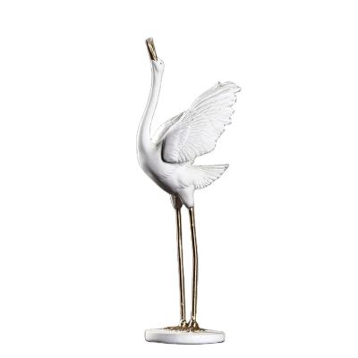 China Hot Selling Art Hot Sell Modern White Crane Home Furnishings Soft Resin Simple Model Resin Crafts for sale